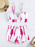 2026 Tie Dye Bikini Drawstring Swimsuit Women High Waist Shorts Swimwear Female Padded Bathing Suit Swimming Beachwear Summer