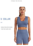 New Sports Bra Women Sexy Deep U-neck Push Up Gym Jogging Yoga Fitness Shockproof Vest Crop Tops Female Sport Bras Set for Women