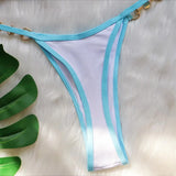 Sexy Halter Pearl Extreme Mini Micro Bikini Female Swimsuit Women Swimwear Two-pieces Bikini set Ribbed Bather Bathing Suit Swim