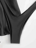 4 Pieces Thong Bikini 2026 Women With Top and Dress Black Swimwear Female Halter Swimsuit Beachwear Bathing Swimming Suit Summer