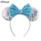 2025 Chic Disney Embroidery Sequin Minnie Ears Headband DOT Bow Hairband Girls Women Party Head Wear Kids DIY Hair Accessories