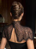 Ahagaga Fashion Women's Maxi Dresses Lace Patchwork Sexy Sheer Split Bodycon Slim Fit Turtleneck Sheath Female Party Vestidos