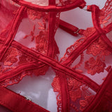 Toucheart Lace Sexy Skinny Babydoll Bodysuit Embroidery Erotic Private Adult Suit Solid Color Patchwork High Waisted Sexy Set