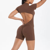 Women's Seamless Yoga Jumpsuits Sports Fitness Zipper Open Beauty Back Hip-lifting One-Piece Running Training Workout Bodysuits