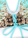 2026 Drawstring V Neck High Waist Bikini Women Printed Swimwear Female Swimsuit Bathers Bathing Swimming Suit Beachwear Summer
