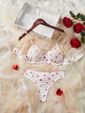 Sexy Alluring Romantic Lace Thin Straps Bra And Briefs Set With Adjustable Back Comfort Underwear For Women Daily Wear