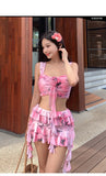 Swimsuit split skirt conservative small breast push up vacation swimsuit hot spring date romantic bikini