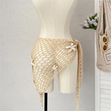 New 3D Star Hollow Out Crochet Knitted Sarong Pareo Beach Dress Beach Wear Beachwear Beach Cover Up Cover-upsFemale Women V7309