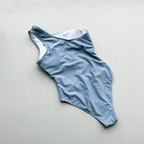 Asymmetric Cut Out One Shoulder Women Swimwear One Piece Swimsuit Female High Leg Cut Monokini Bather Bathing Suit Swim V7949