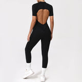 With Zipper Hollow Back Yoga Jumpsuit Sportswear Women Gym Clothes Running Fitness Yoga Backless Bodysuit