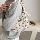 X90D Trendy Strawberry Shoulder Bag Ruched Crossbody Bags For Fashion Enthusiasts
