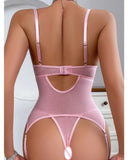 Toucheart Sexy Lingerie Suit for Women Broken Flowers Lingerie Lace Up Hollow Out Sexy Embroidery Sling Underwear Garters Set