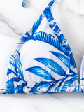 3 Pieces Bikini Tropical Print Swimsuit Halter Drawstring Side Swimwear Women 2026 Bathing Suit Female Swimming Summer Beachwear