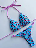 Leopard Halter Scrunch Butt Micro Thong Bikini Women Swimwear Female Swimsuit Two-pieces Bikini Set Bather Bathing Suit Swim