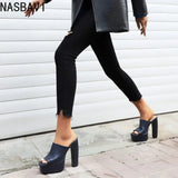 NASBAVI Summer New Styles Fashion High-heeled Waterproof Women's Slippers Outside Open Toe Party Women's Shoes High 13.5cm