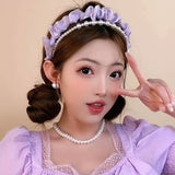 Purple Series Sponge Headband for Woman Elegant Temperament Wide Brim Hair Band Fashion Girl Makeup Headband Hair Accessories