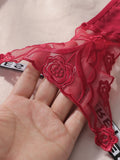 2pcs Ladies' New Lace Sexy Black And White Embroidered Flower Print Sexy Set Thong Underwear C2648