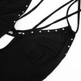 Women's Spring and Summer Camisole Studded Backless Navel Pullover Vest Top Fashionable and Sexy
