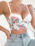 High Quality Women's Sexy Bra Floral Print Gathered Pull Adjustable Shoulder Straps Lingerie Women's Comfortable Bra B2055