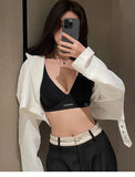 MOYISU Lingerie Women's Summer Traceless Small Bra Pull Together No Underwire Jelly Bar Soft Support Tuck Back Bra Cover ABC Cup