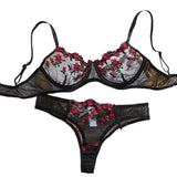 Fairy Bra Set Women Bralette 2-Piece Underwear Sets Floral Embroidery Steel Ring Bra And Panty Set