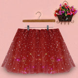 Women's Tulle Skirt Star Sequined Short Tutu Skirt Fancy Ballet Dancewear Party Costume Ball Gown Led Light Luminous Mini Skirts