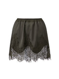 Summer Women's Satin Short Skirts Elastic Waist Lace Patchwork Skirts Half Slip Skirts Fashion