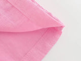 Foridol Casual 2 Pcs Shorts Women Set Linen Cotton Pink Oversize Buttons Shirt+shorts Outfits Summer Autumn White Fashion Set