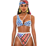 Sexy Bikini Women High Waist Totem Print Hollow Swimwear Swimsuit Female Beach Bikinis Set Bathing Suit Banadores Mujer 2026 New