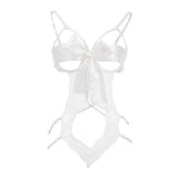 Nighttime Transparent Open Bra Porn Lingerie Corset Deep V Sexy Crotchless Underwear Women Lace Hollow Bras Hot Teddy Bodysuit