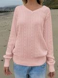 Phantasy Retro Solid Color Sweater Winter Women's V-Neck Casual Simple Loose Knit Sweater Trendy Spring Autumn Winter Sweater