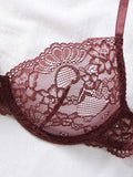 Deep Brown Lace Sexy Deep V Bra And G-string Transparent Hollow Design Women's Underwear Set Costume/Intimate Wear