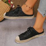 2026 Fashionable lace-up breathable women's shoes linen thick-soled deodorizing casual and stylish flat shoes
