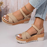 Women's Braided Platform Sandals 2025 Summer Chunky Wedges Gladiator Sandals Woman Ankle Straps Vacation Casual Beach Sandles