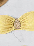 With Skirt Wrinkled Bandeau Bikini Female Swimsuit Women Swimwear Three-pieces Bikini Set Metal Ring Bathing Suit Swim Beachwear