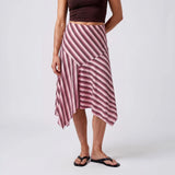 Summer Women's Irregular Hem Midi Skirt Stylish Dots Printed Low Rise Looose A Line Skirts Casual Bohemian Long Skirts
