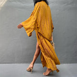 New 10 Colors Printed Long Sleeve With Belt Tunic Beach Cover Up Cover-ups Beach Dress Beach Wear Beachwear Female Women V4521