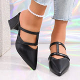 Baotou Semi-slippers Women's Summer Wear Fashion Pointed Toe Shallow Mouth  Square Heel Sandals and Slippers