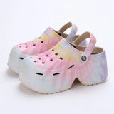 Leopard Platform Clogs for Women Closed Toe Chunky High Heel Sandals Woman New Summer Street Beach Slides Girls Fashion Slippers