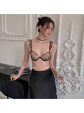 Summer French Flower Embroidery Bralette Beachwear Pure Desire Ultra Thin Light Support Wirefree Romantic Niche Set AU MOYISU
