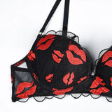 Toucheart Sexy Bra Lingerie 2-piece Set Mesh Transparent Bodysuit Heart Embroidery Lace Hollow Underwear Sexy Bras Body Femme