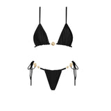 Black 3Pc Button Bikini Sexy Swimsuit Women 2026 New Swimwear Lace Skirt Swim Suit Push Up Bathingsuit Bandeau Biquini Beachwear