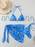 Halter Triangle String Bikinis 2026 Women Sexy Printed Swimsuit 3 Pieces Swimwear Female Bathers Bathing Swimming Swim Suit