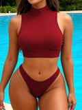 S - XXL 14 Colors High Neck Bikini Female Swimsuit Women Swimwear Two-Pieces Bikini Set Brazilian Bather Bathing Suit Swim V7486