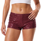 Women's Sequins Shorts Summer Low Rise Elastic Waistband Shorts Hot Streetwear