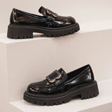 Fashion Metal Decor Platform Loafers Women 2026 Slip On Thick Sole Oxford Shoes Woman Plus Size Snake Pattern Pu Leather Shoes