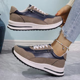 Fashion Lace Up Thick Bottom Sneakers for Women 2025 Zipper Decor Platform Sneakers Shoes Woman Non Slip Plus Size Sports Shoes