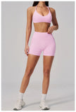 2 Pieces Seamless Yoga Sets Women Solid Color Sports Bra Tight Fitting Peach Buttocks Shorts Fitness Suit Gym Running Tracksuit