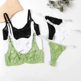 Sexy Lingerie Female Bra & Briefs Sets Seamless Bras For Women's Lace Thong Underwear Plus Size Brassiere