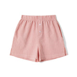 Summer Womens Casual Shorts Elastic Waist Plaid/Striped Print Button Front Shorts Casual Beach Going Out Pants